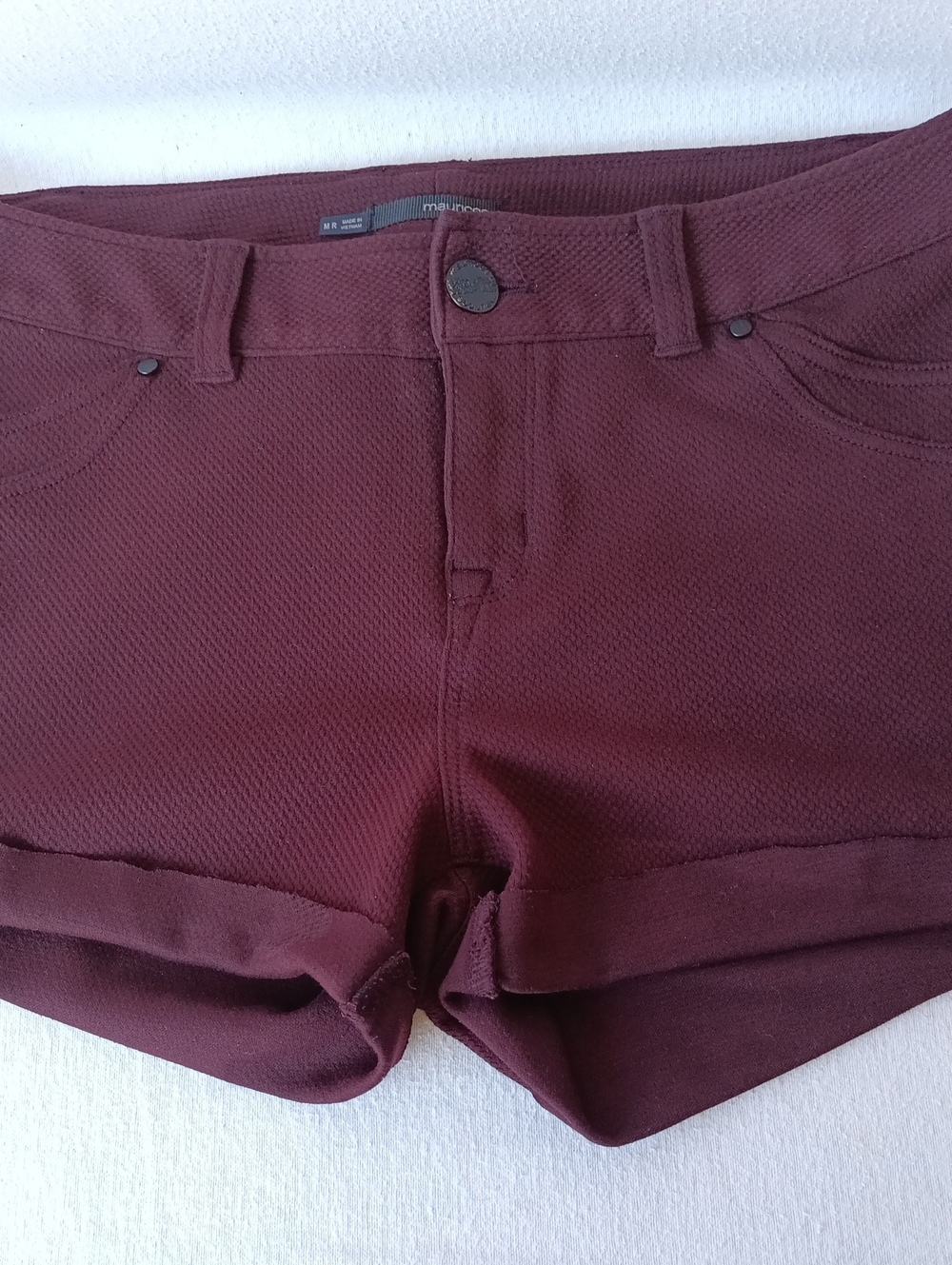 Maurices Burgundy High-Rise Rolled Hem Shorts